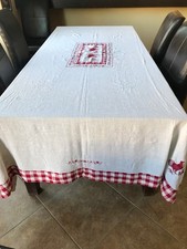French Shabby Chic Farmhouse Rooster Tablecloth 68”x 120" d'autrefois brand
