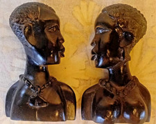 Vintage Pair Of Carved Ebony