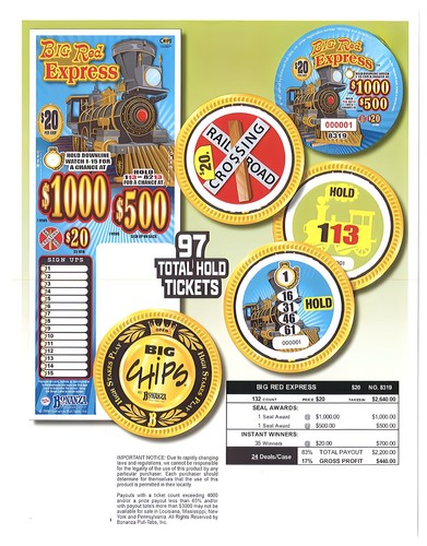 Pull tab ticket chip game - ticket,