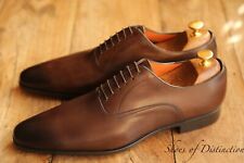 Santoni Brown Burnished Leather Oxford Shoes UK 8.5 F US 9.5 EU 42.5