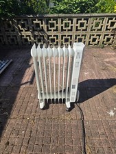 Oil Radiator Electric Space Heater Portable White 8 Fins, 2000W