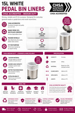 Pedal bin liners 15l white - 15l,