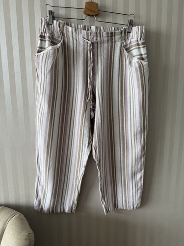 Linen blend cropped stripe - blend,