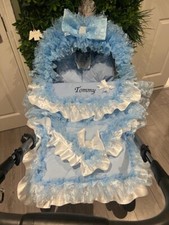 ROMANY PRAM SET BLUE FRILLY