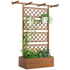 Outsunny Wooden Trellis Planter, Raised Garden Bed for Climbing Plants, Orange