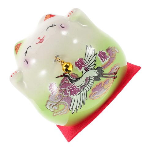 Green ceramic maneki neko cat - green,