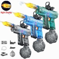 Electric Water Gun Water Squirt Pistol Uzi Toys for Kids Adult 10m w/ LED Flash