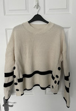 Fabulous Cream With Black Stripes Jumper By Primark Size S