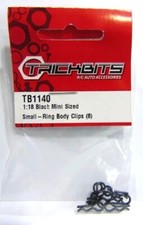 RC Body Clips Black (8pcs) 1/18th Scale Bodyshell - Mini Sized/Small Ring TB1140