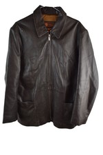 HELIUM Brown leather Jacket size Uk 18 Womens Full Zip Basic Casual Outdoors