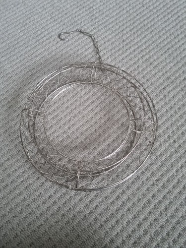 Silver metal decorative wreath - decorative,