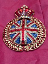 BUTLER & WILSON 40th Anniversary rhinestone regal medal/union jack brooch