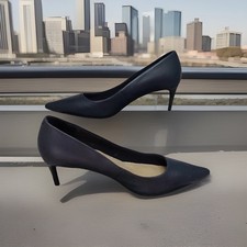 M&S "Collection" Navy Blue Leather 2" Heeled Court Shoes UK Ladies 7½