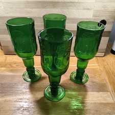 4 Grolsch beer Bottle Upcycled Recycled Green Glass Goblet Wine Glass Home bar