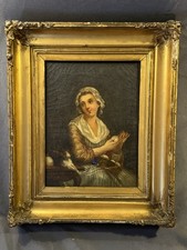 Antique Folk Art Oil on Canvas