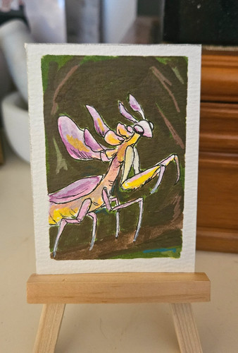 Aceo art original acrylic 5 - acrylic,, 2.5