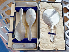 Adie Bros Antique 1925  silver 5  Piece Dressing Table Set 4 Brush 1 Hand Mirror