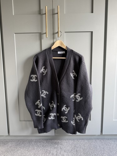 Grey chunky chanel - grey, cardigan