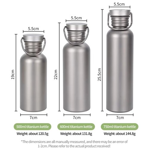 Titanium water bottle 600ml - titanium,