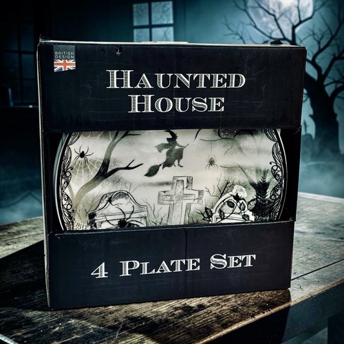 Haunted house halloween - haunted, plates