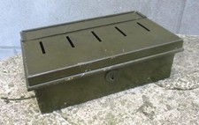 Vintage Green Metal Money Coins Savings Thrift Box. 5 Compartments. No Key