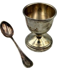 Sterling Silver Egg Cup Set with Spoon Hallmarked Birmingham 1998 Victoria 44g