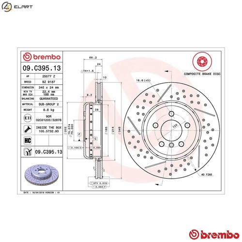 Brake disc c395 13 - brake,
