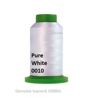 ISACORD MACHINE EMBROIDERY THREAD 1000M PURE BRIGHT WHITE 0010