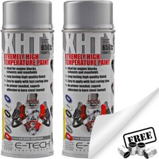 2 x SILVER High Temperature XHT VHT Spray Paint E-Tech Engine Block Exhaust+CP