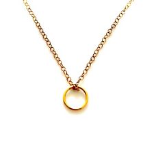 Chic 18ct Gold-Plated Karma Pendant Necklace - 10mm x 1mm Halo Ring - Cable Chai