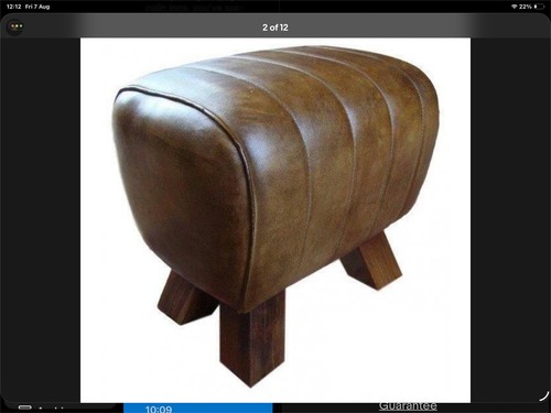 Brown leather stool - brown,