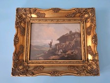 Original Oil Painting On Metal Panel In Ornate  Framed Italian School Small