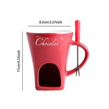 Chocolate Fondue Cup Chocolate Fondue Mug with Fork and Tealight Candle Fondue D