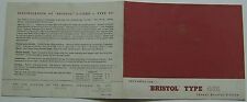 Bristol Type 401 2-Litre Saloon 1950-51 Original Sales Brochure plus Comp Slip