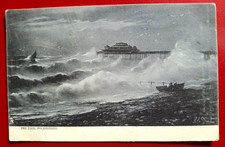 Raphael Tuck "Sapphire Rough Sea" Series Postcard - The Pier Folkestone 1906 #25