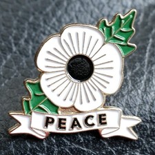 White Peace Poppy Badge RemembranceDay , Lest We Forget