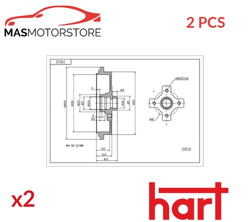 Brake drum pair set rear - brake, hart