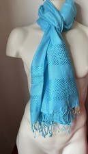Scarf, Light Blue  With Fringe