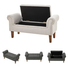 Upholstered Fabric Ottoman Stool Bed End Chair Storage Box Window Seat Bench