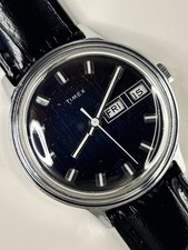 TIMEX Vintage 1970’s Men’s Manual Dark Dial Day Date Silver Watch
