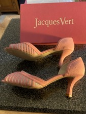 Jacques Vert Dusky Pink Satin Linen Sandals and Clutch Handbag, size 6