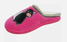 Reduced Ladies Womens Teens Navy Blue Pink Fur  Slippers Girls Mules Size 3-8