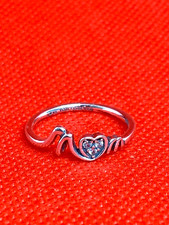 PANDORA MUM PAVE HEART RING, STERLING SILVER S925 ALE, WITH POUCH