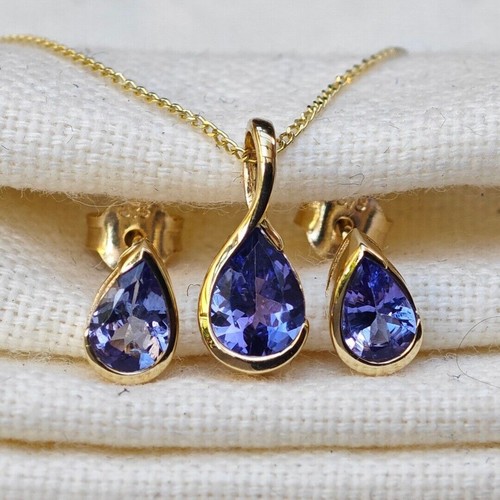 9ct gold tanzanite necklace - 9ct,