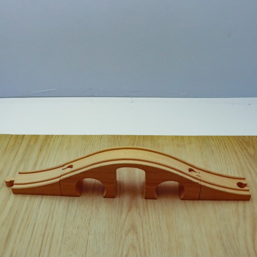 Wooden train track triple arch - track,