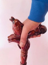 Wooden Wolf Head Handle Stick