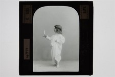 Child Holding A Candle By Graystone Bird - Glass Lantern Slide