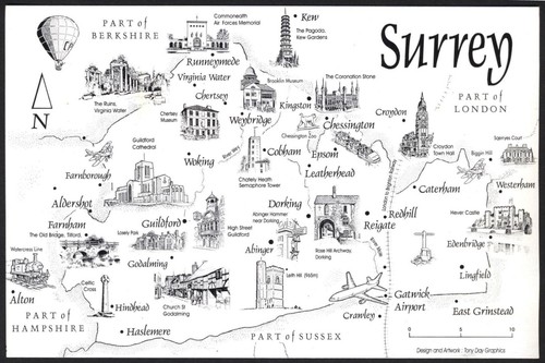 Modern pictorial map postcard - modern,
