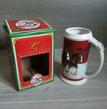 Budweiser Holiday Stein 25th Anniversary  Christmas Boxed Vtg 2004 Clydesdale