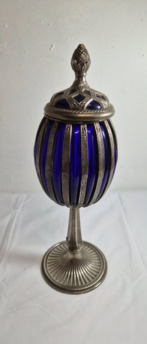 Vintage silver plated - , cobalt